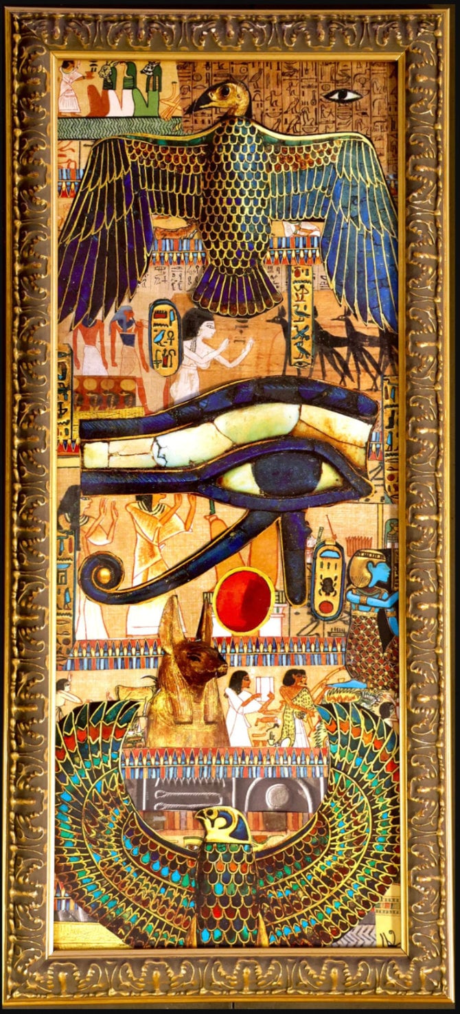 "Eye of Ra" Egyptian Collage Poster Print 12" x 22"